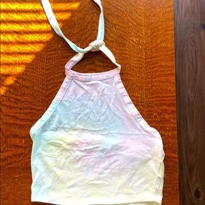 Tie cut halter crop top